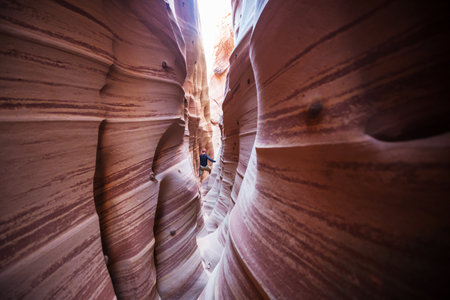 Slot canyon in Grand Staircase Escalante National park, Utah, USA. Unusual colorful sandstone...