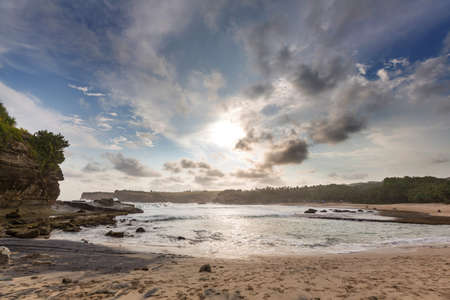 Klayar beach on the Indian ocean, Indonesia Javaの写真素材