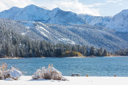Beautiful nature scene in early winter mountains. Sierra Nevada landscapes. USA, California. Travel...