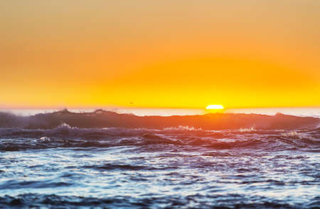 Scenic colorful sunset at the sea coast. Good for wallpaper or background image. Beautiful nature...