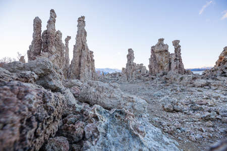 Unusual Mono lake formations at the sunriseの写真素材