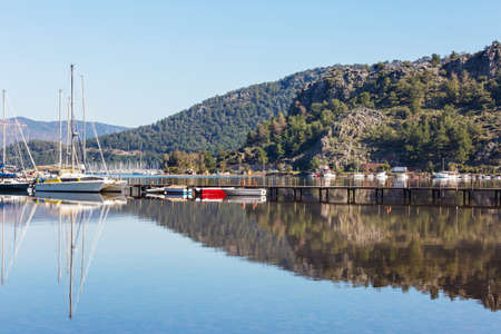 Yacht on the Mediterranean Coast, Turkeyの写真素材