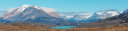 Patagonia landscapes in Southern Argentina in panorama format. Beautiful natural background.