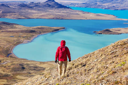 Hike in the Patagonian mountains, Argentinaの写真素材