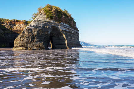 Beautiful landscapes it the Ocean Beach, New Zealand. Inspiring natural and travel background
