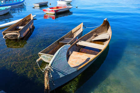 Beautiful lake Atitlan and volcanos in the highlands of Guatemala, Central Americaの写真素材