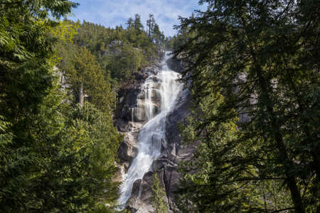 Beautiful Waterfall in Canadian mountainsの写真素材
