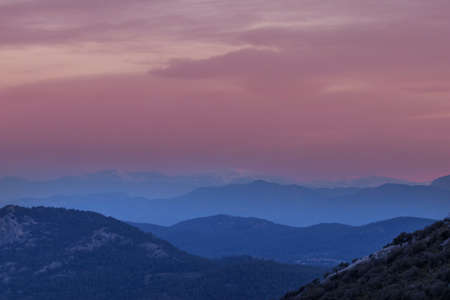 mountain silhouette at sunrise in spring season