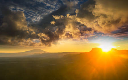 American landscapes- prairie and cliffs, Utah,  USA.の写真素材