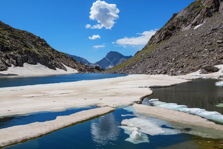 Hike in Wind River Range in Wyoming, USA. Summer season.