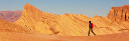 Tourist in Zabriski point in USA, Death Valley National Park, California