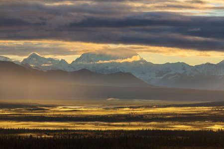 Beautiful high mountains in Alaska, United States. Amazing natural background.の写真素材