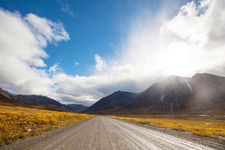 Dalton Highway in Alaska in the autumn seasonの写真素材