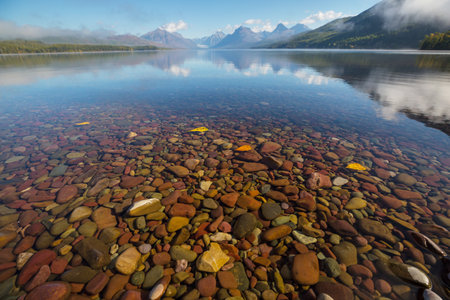 Picturesque rocky peaks of the Glacier National Park, Montana, USA. Beautiful natural landscapes.の写真素材