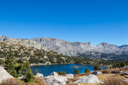 Hike in Wind River Range in Wyoming, USA. Summer season.