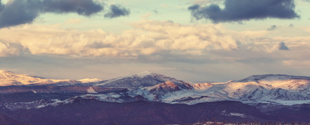 Snow covered mountains in winter season