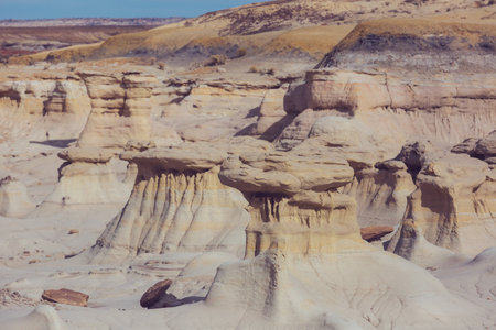 Unusual desert landscapes in Bisti badlands, De-na-zin wilderness area, New Mexico, USAの写真素材