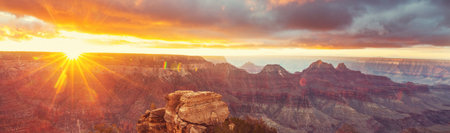Picturesque landscapes of the Grand Canyon, Arizona, USA. Beautiful natural background. Sunrise view.の写真素材