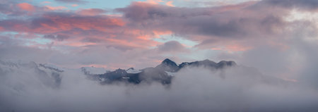Beautiful high mountains in Alaska, United States. Amazing natural background.の写真素材