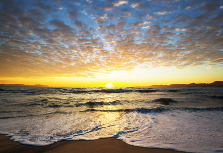 sea sunset for natural backgroundの写真素材