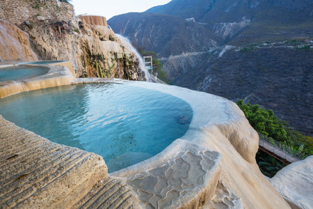 Unusual thermal pools Las Grutas De Tolantongo in Mexicoの写真素材