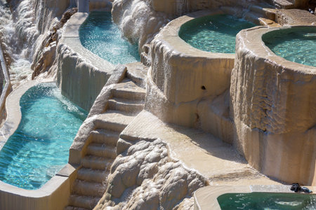 Unusual thermal pools Las Grutas De Tolantongo in Mexicoの写真素材