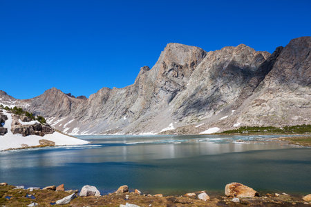 Hike in Wind River Range in Wyoming, USA. Summer season.