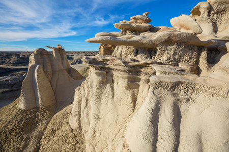 Unusual desert landscapes in Bisti badlands, De-na-zin wilderness area, New Mexico, USAの写真素材