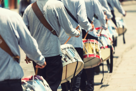 Drummers on the street in Mexicoの写真素材