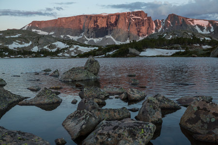 Hike in Wind River Range in Wyoming, USA. Summer season.の写真素材