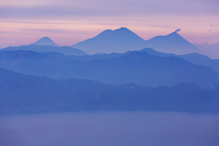 Beautiful volcanoes landscapes in Guatemala, Central Americaの写真素材