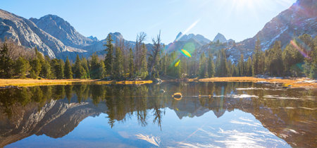 Beautiful mountain landscapes in Wind River Range in Wyoming, USA. Summer season.