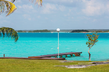 Beautiful landscape n Laguna Bacalar in Mexicoの写真素材