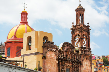 Beautiful view of the famous city of Guanajuato, Mexicoの写真素材