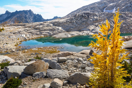 Beautiful Alpine lakes wilderness area  in Washington, USAの写真素材