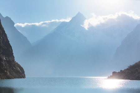 Beautiful lake Paron in Cordillera Blanca,  Peru, South Americaの写真素材