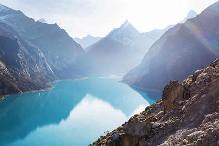 Beautiful lake Paron in Cordillera Blanca,  Peru, South Americaの写真素材