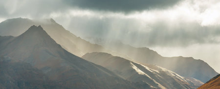 Mountains landscapes above Arctic circle along Dempster highway, Canadaの写真素材