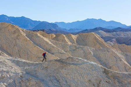Tourist in Zabriski point in USA, Death Valley National Park, Californiaの写真素材