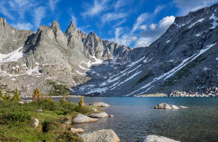 Hike in Wind River Range in Wyoming, USA. Summer season.