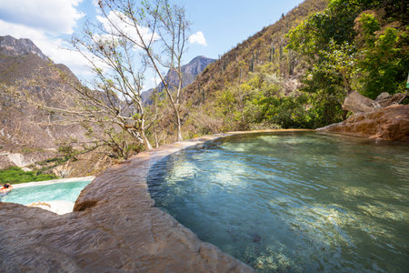 Unusual thermal pools Las Grutas De Tolantongo in Mexicoの写真素材