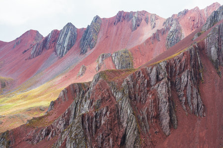 Beautiful mountains landscape in Peru- Pallay Poncho, alternative Rainbow mountains.の写真素材