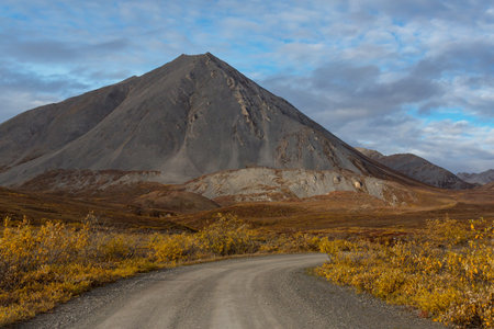 Mountains landscapes above Arctic circle along Dempster highway, Canadaの写真素材