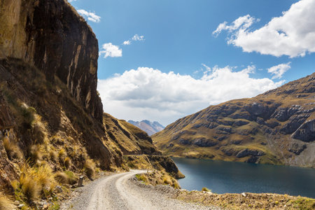 Beautiful mountains lake  in Cordillera Blanca,  Peru, South America