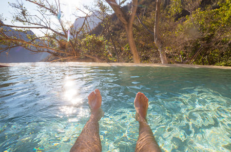 Unusual thermal pools Las Grutas De Tolantongo in Mexico
