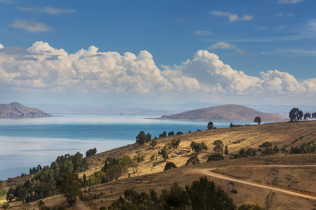 Beautiful Titicaca Lake in Boliviaの写真素材