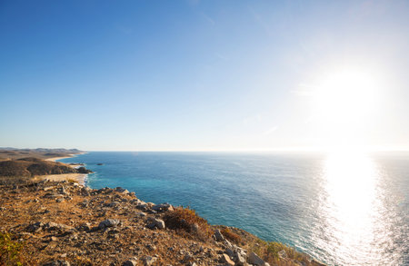 Amazing coastline at sunrise in Mexicoの写真素材