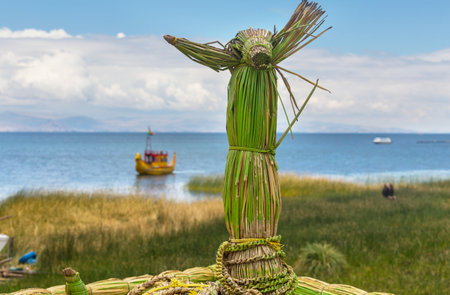Traditional craft of the Titicaca Lake, Puno - Peruの写真素材