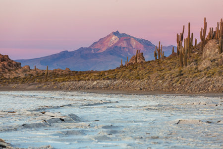 Unusual deserted landscaprs in Salar de Uyuni, Bolivia, South Americaの写真素材