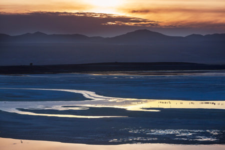 The surreal landscape in South America. Colorful Laguna Colorada  on the plateau Altiplano in Bolivia.の写真素材